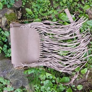 Moda Luxe fringe taupe bag purse